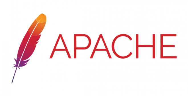 parallelstaff- The image shows the Apache logo with a stylized red, orange, and purple feather to the left of the word APACHE in bold, red uppercase letters.
