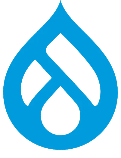 parallelstaff- A blue, stylized teardrop-shaped logo with geometric cutouts forming angular lines inside. The interior design resembles the letter D. The background is transparent.