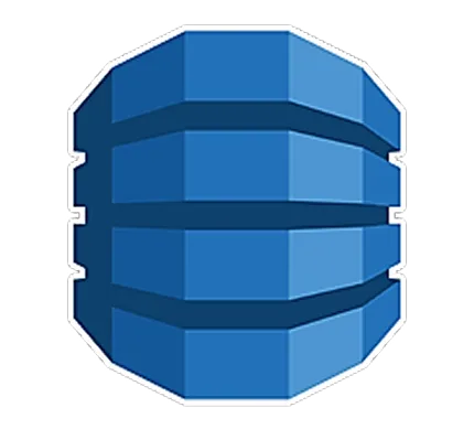 parallelstaff- A blue, hexagonal, three-dimensional icon with horizontal layers, representing the AWS DynamoDB database service.