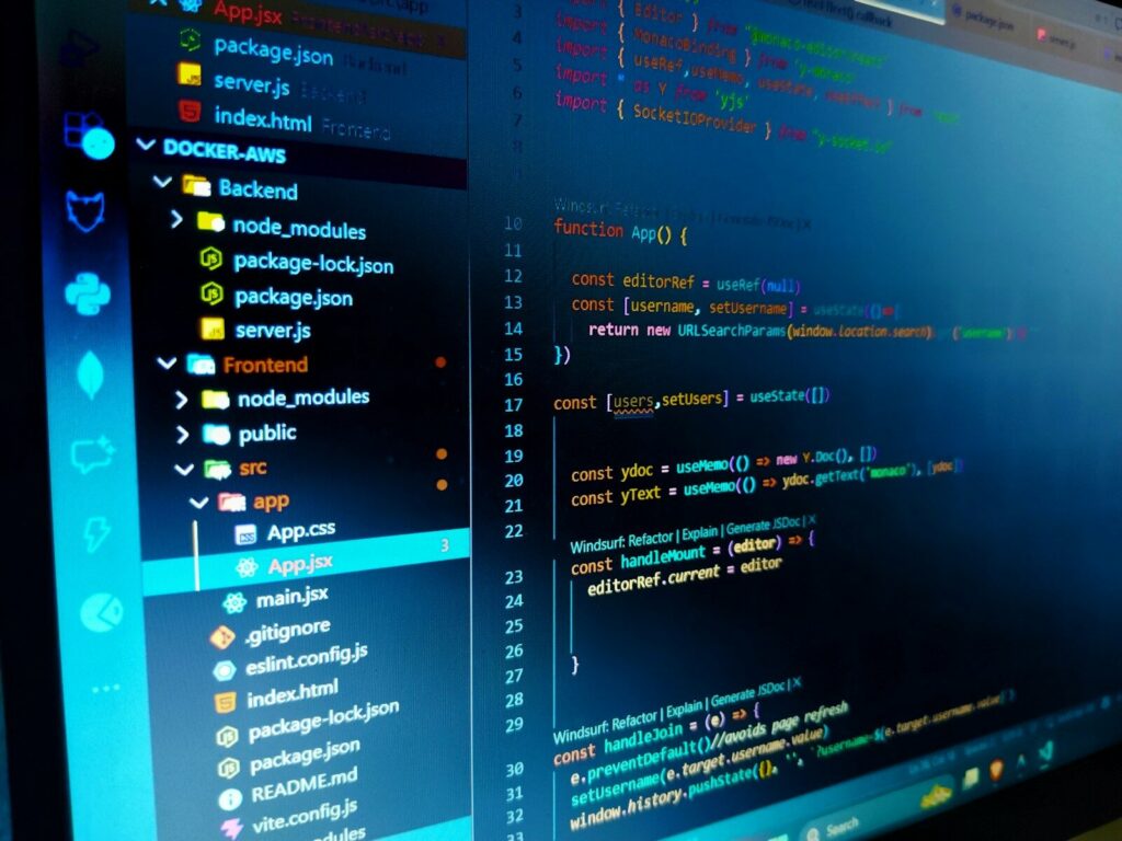 Computer screen displaying lines of code