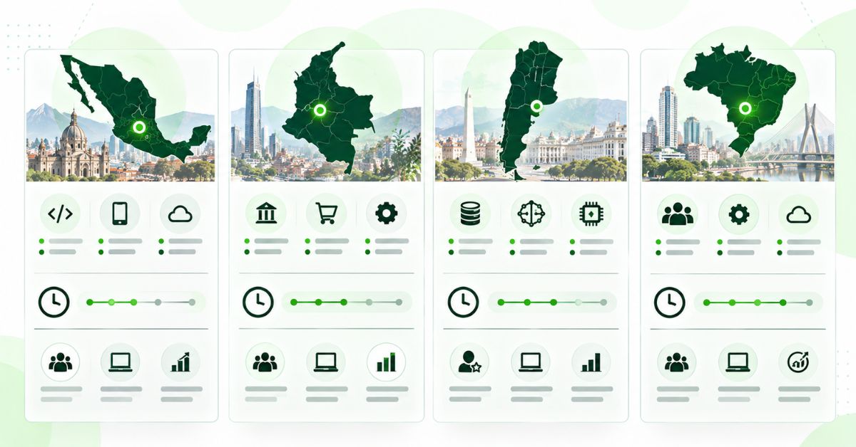 Comparison of Mexico, Colombia, Argentina and Brazil for hiring nearshore developers
