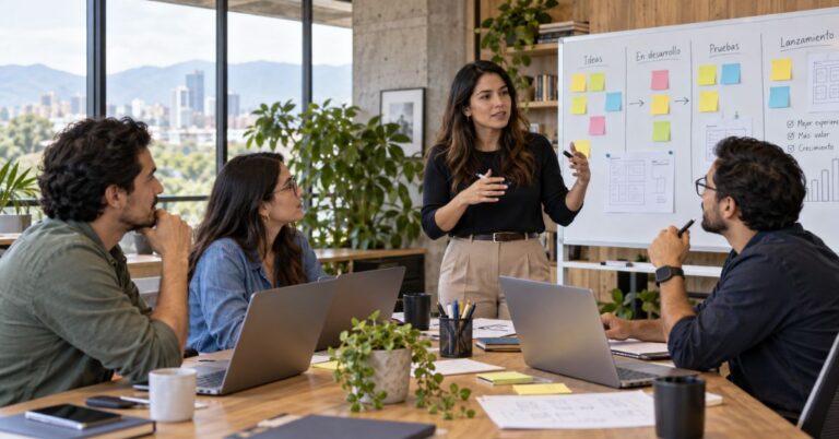 Software development team planning an outsourced technology project