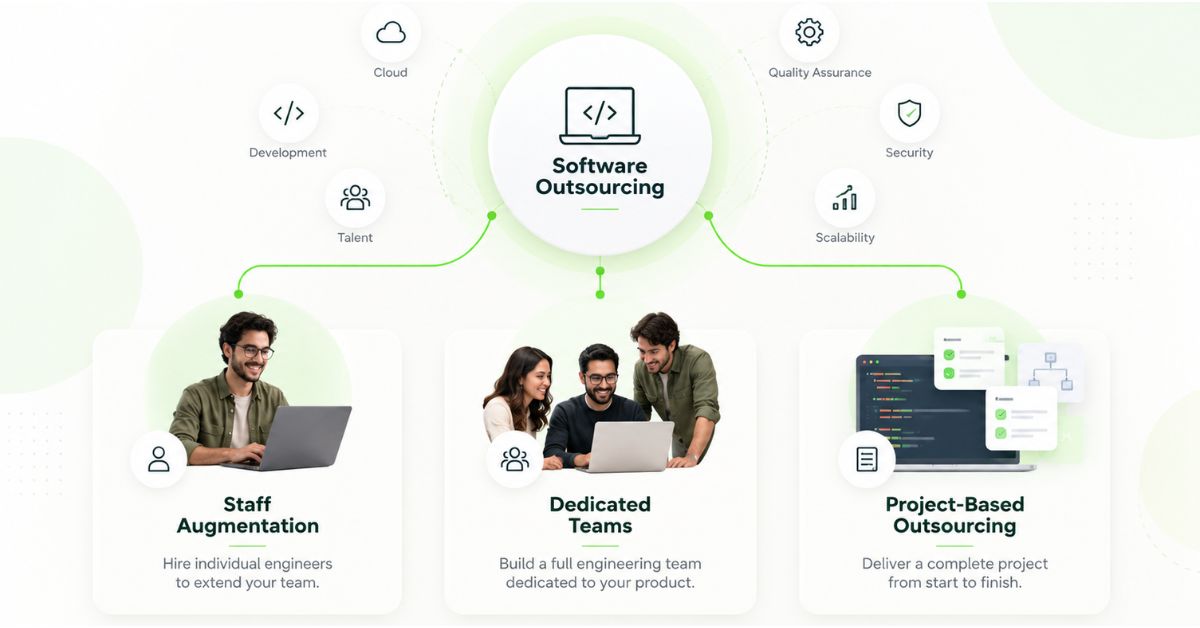 Three software outsourcing models: staff augmentation, dedicated teams and project-based outsourcing