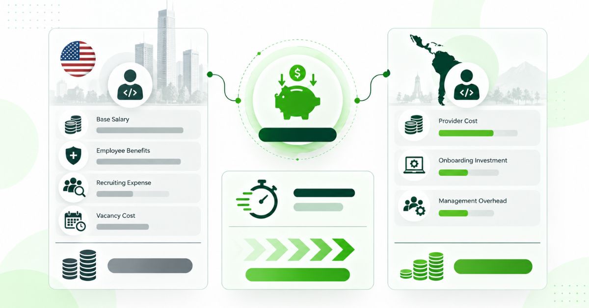 Year-one cost comparison between a domestic hire and an augmented engineer